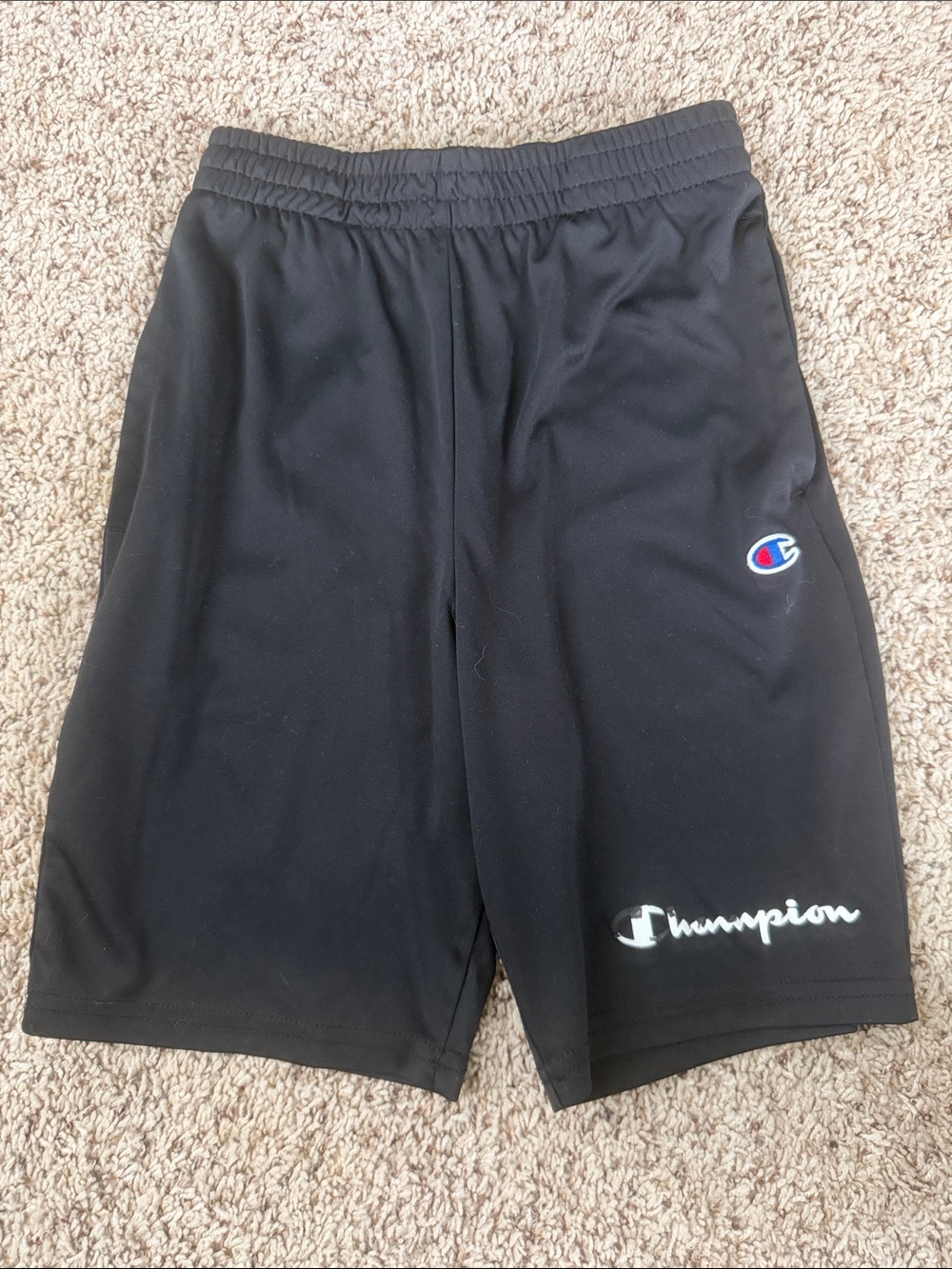 Champion Black Kids Athletic Shorts with Logo